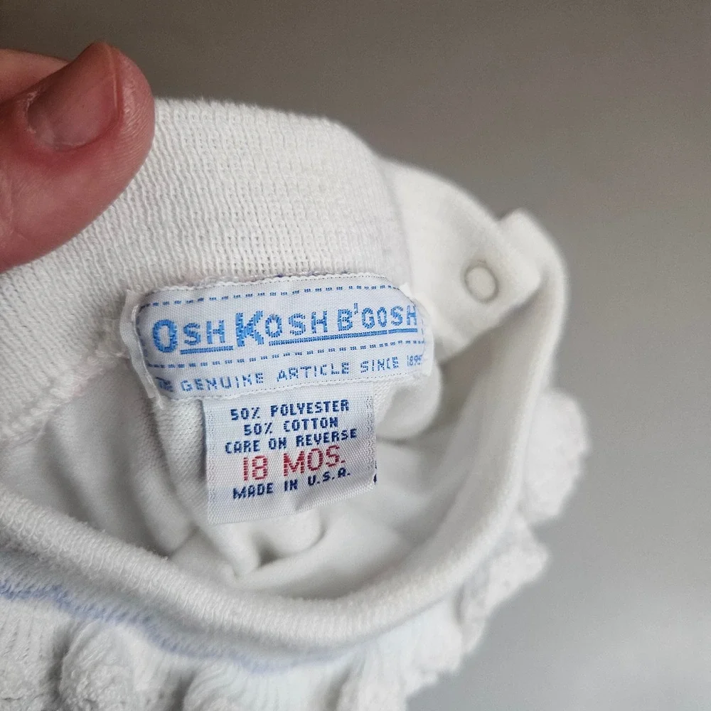 Vintage OshKosh B'gosh 18M Floral Romper and Mock Neck Top Set Made in USA Blue